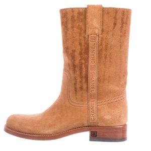 Chanel CC Suede Mid-Calf Boots